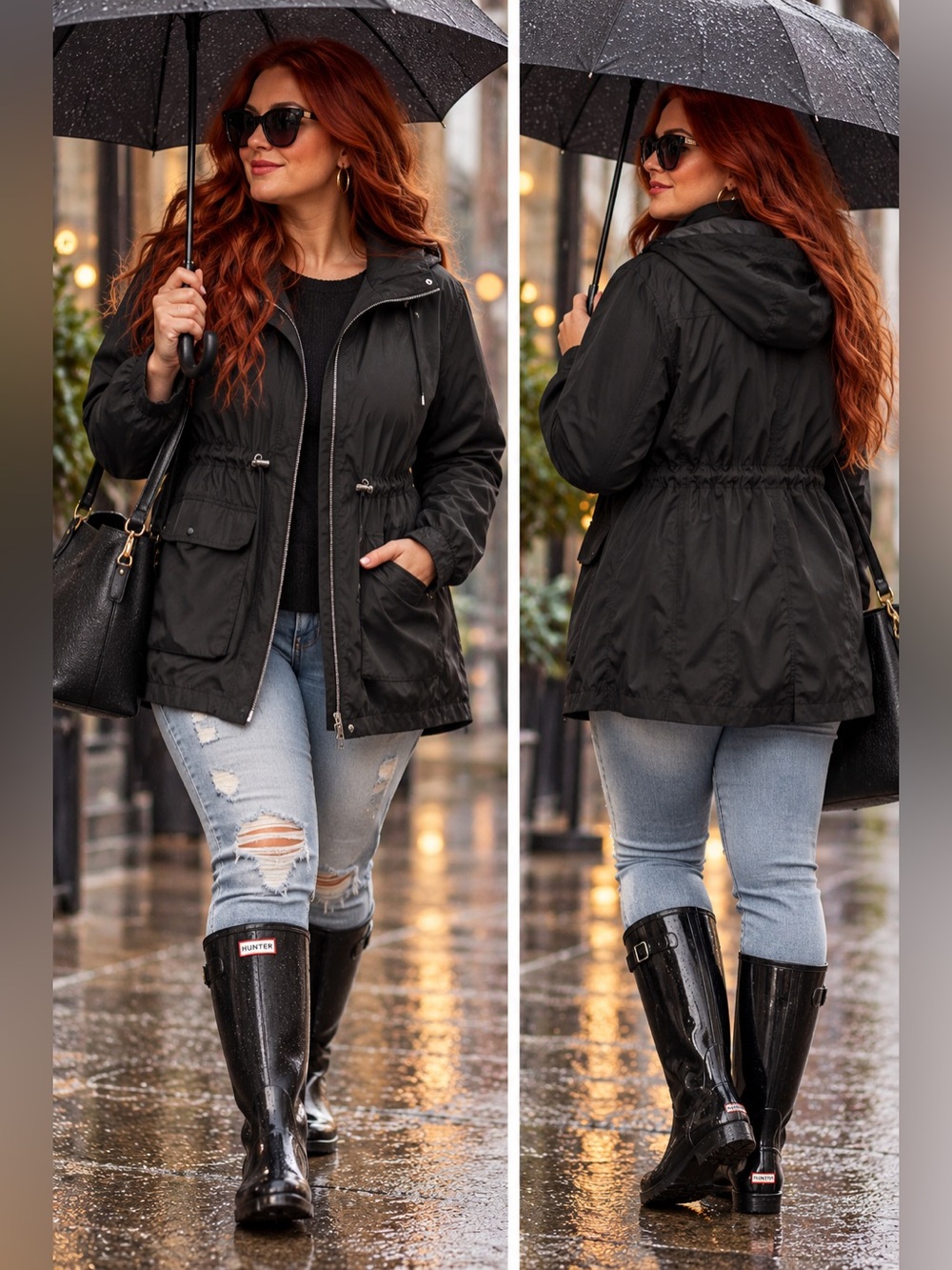Ava & Viv Women's Plus Size Hooded Full-Zip Rain Jacket/Anorak from Target